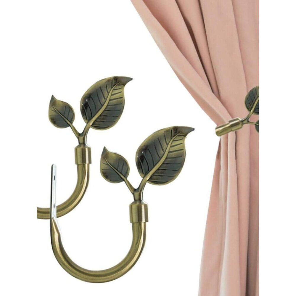 Leaf Shaped Curtain Tieback Holdbacks 2pcs, Handmade Metal Curtain Side
